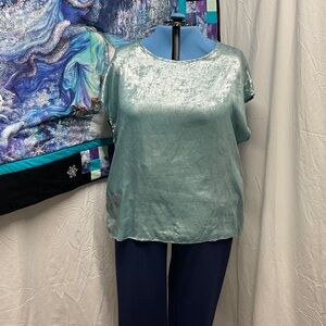 SHEIN Shiny mint silver Blouse